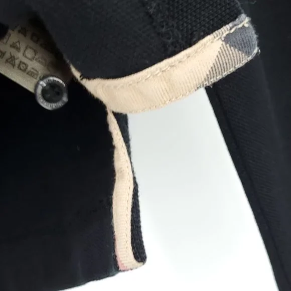 Men's Burberry Brit 100% Cotton Long Sleeve Polo S Black - Picture 12 of 16